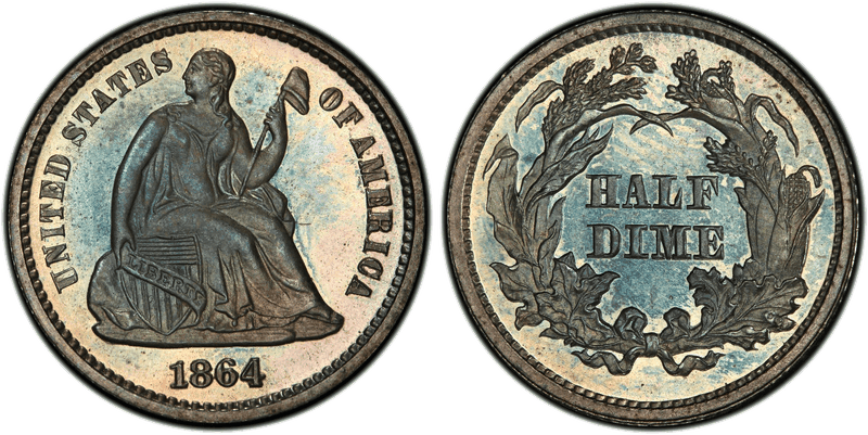 1864 Seated Liberty Half Dime