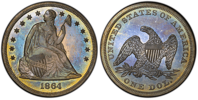 1864 Seated Liberty Dollar