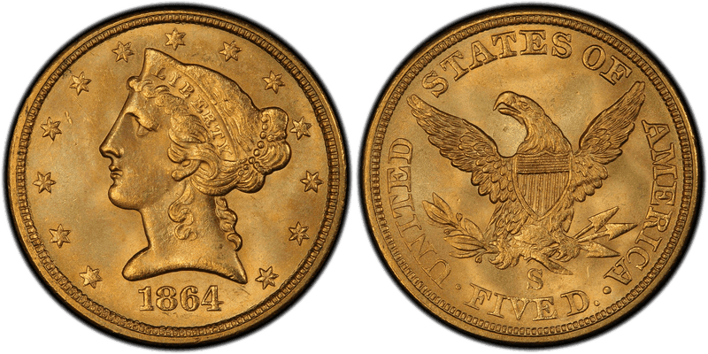 1864 (S) Liberty Head Half Eagle