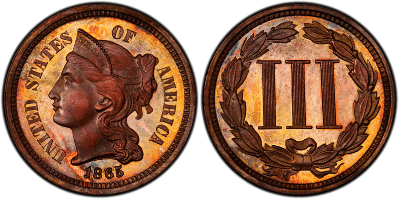 1865 Proof Three Cent Pattern - J-413
