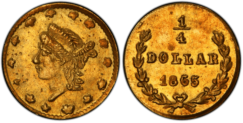 1865 Gold Quarter - BG-822