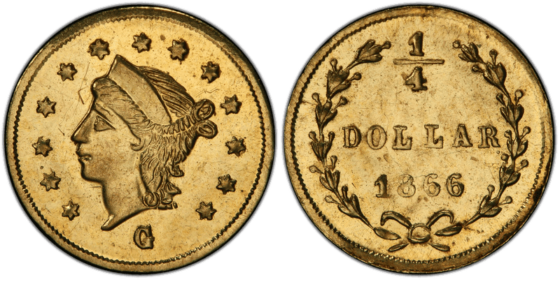 1866 Gold Quarter - BG-824