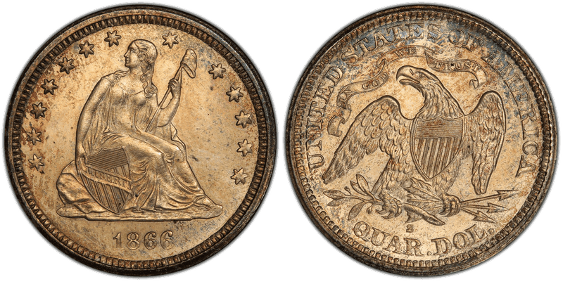 1866 (S) Seated Liberty Quarter