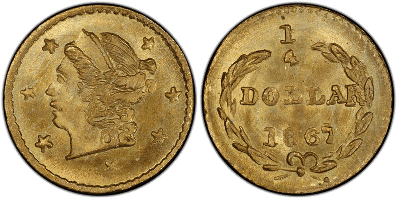 1867 Gold Quarter - BG-805
