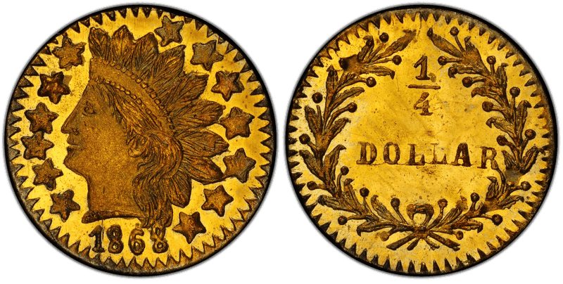 1868 Gold Quarter - BG-890