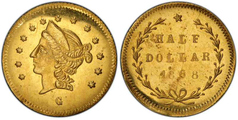 1868 Gold Half Dollar - BG-1019