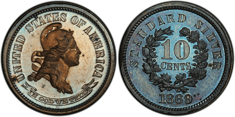 1869 Proof Dime Pattern - J-699