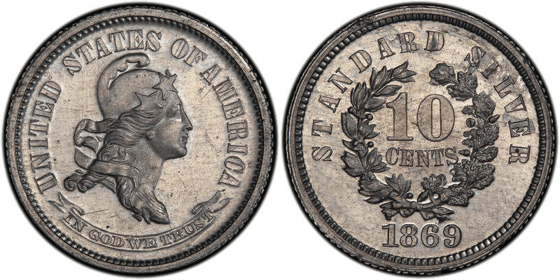 1869 Proof Dime Pattern - J-700