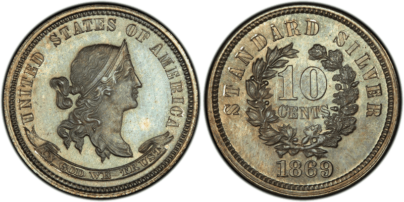 1869 Proof Dime Pattern - J-703