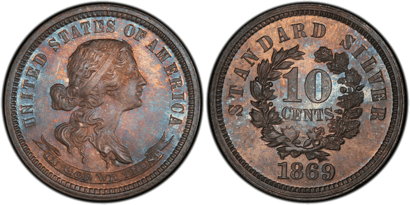 1869 Proof Dime Pattern - J-709