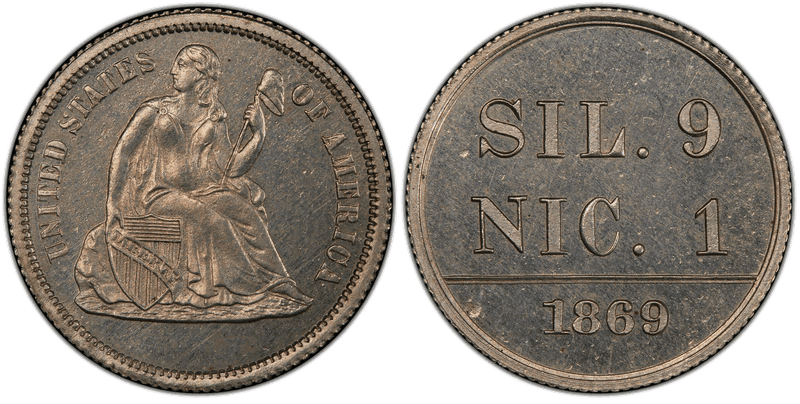 1869 Proof Dime Pattern - J-714