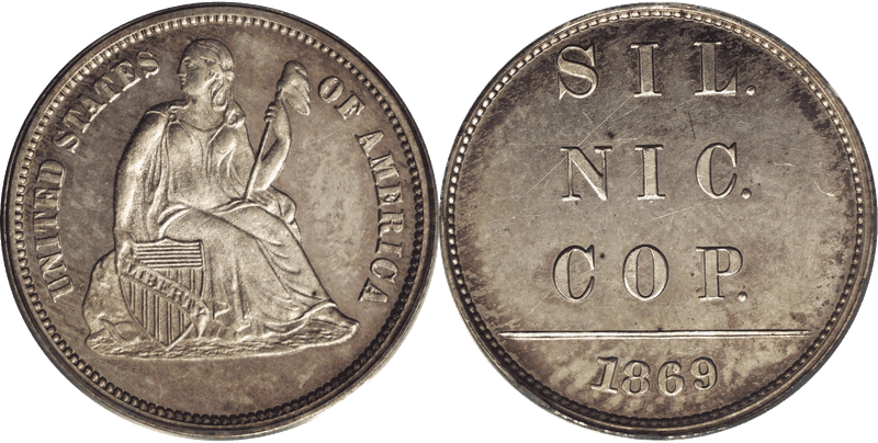 1869 Proof Dime Pattern - J-716a