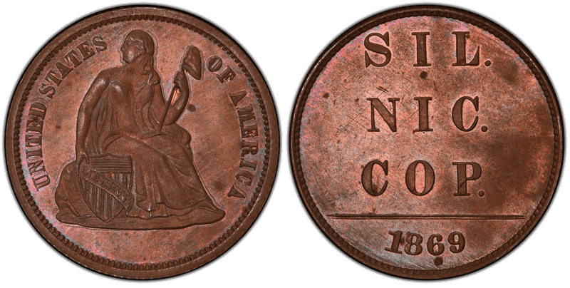 1869 Proof Dime Pattern - J-717