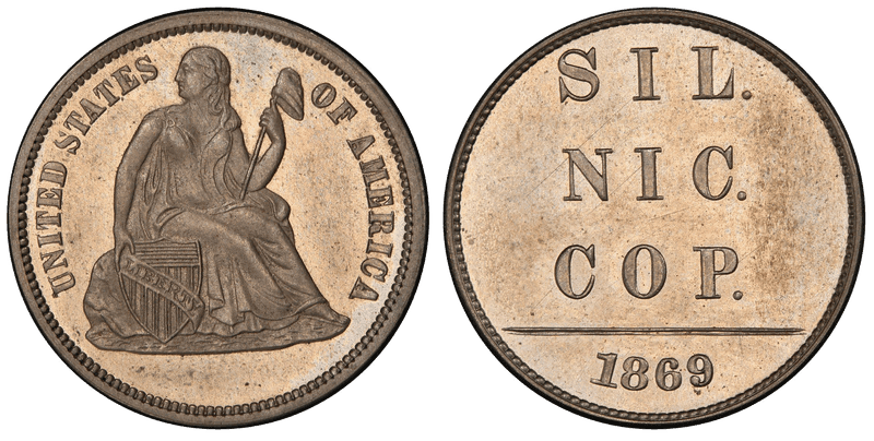 1869 Proof Dime Pattern - J-717a
