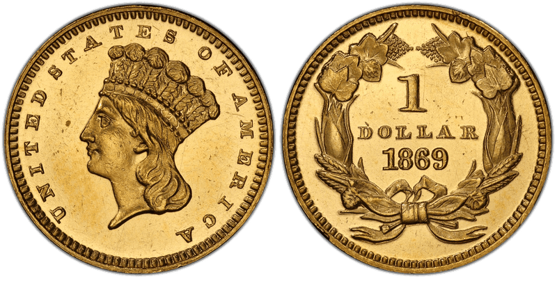 1869 Liberty Gold Dollar