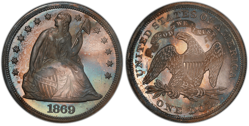 1869 Seated Liberty Dollar