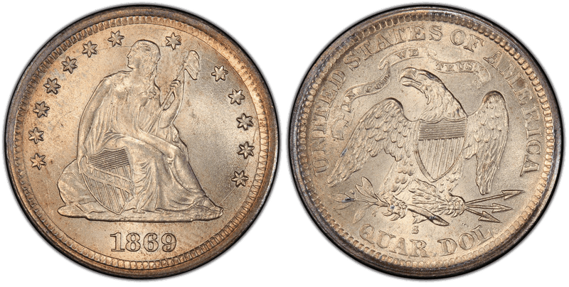 1869 (S) Seated Liberty Quarter