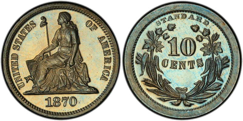 1870 Proof Dime Pattern - J-828