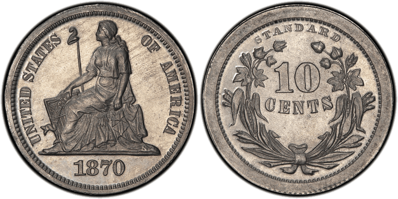 1870 Proof Dime Pattern - J-830
