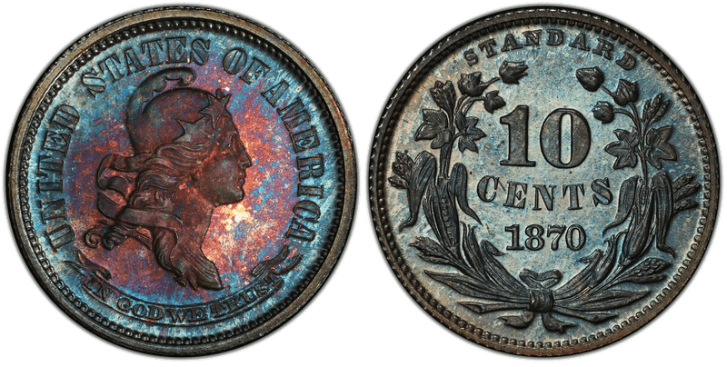 1870 Proof Dime Pattern - J-837