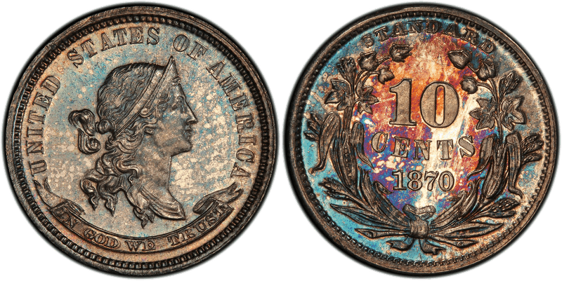 1870 Proof Dime Pattern - J-844