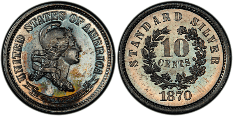 1870 Proof Dime Pattern - J-856