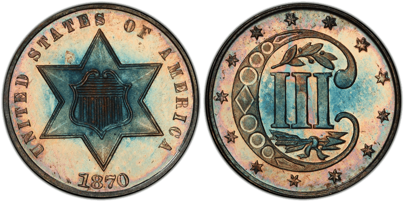 1870 Proof Silver Three Cent Piece