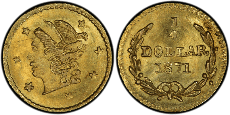 1871 Gold Quarter - BG-810