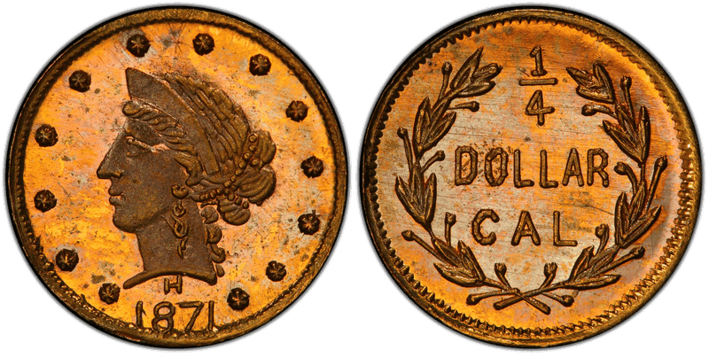 1871 Gold Quarter - BG-860