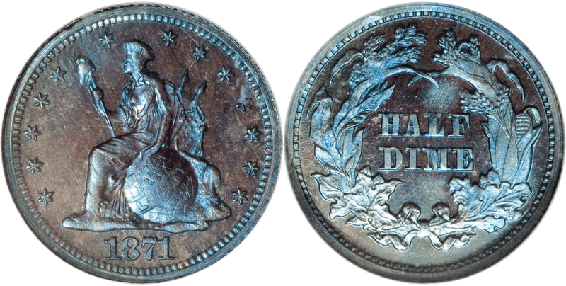 1871 Proof Half Dime Pattern - J-1069