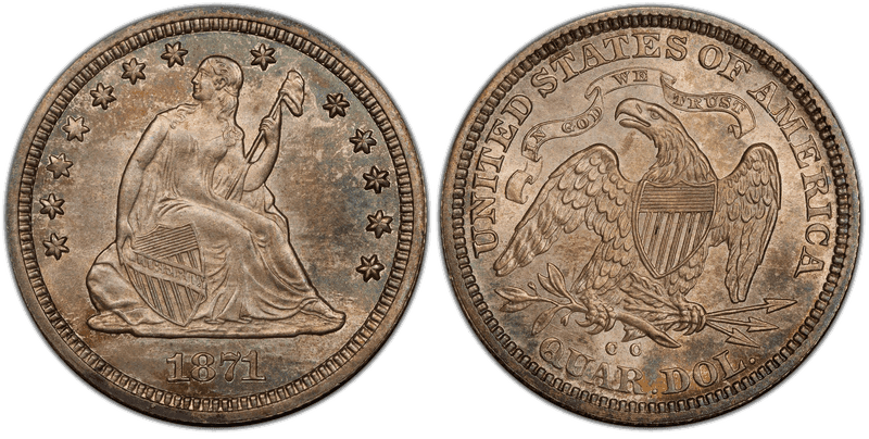 1871 Seated Liberty Quarter