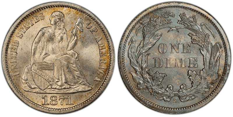 1871 (S) Seated Liberty Dime