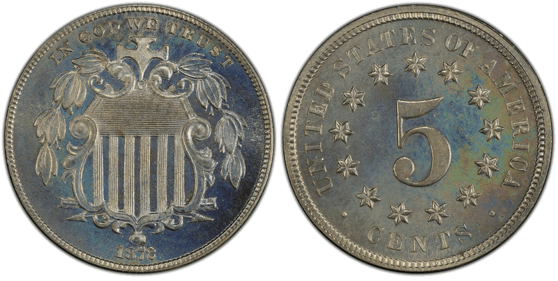 1872 Proof Shield Nickel