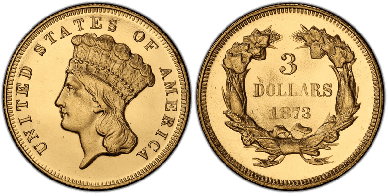 1873 Indian Princess Three Dollar