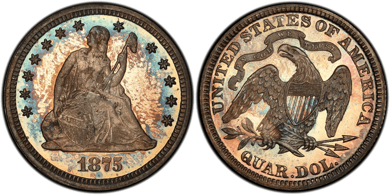 1875 Proof Seated Liberty Quarter