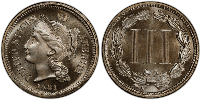1881 Proof Nickel Three Cent Piece