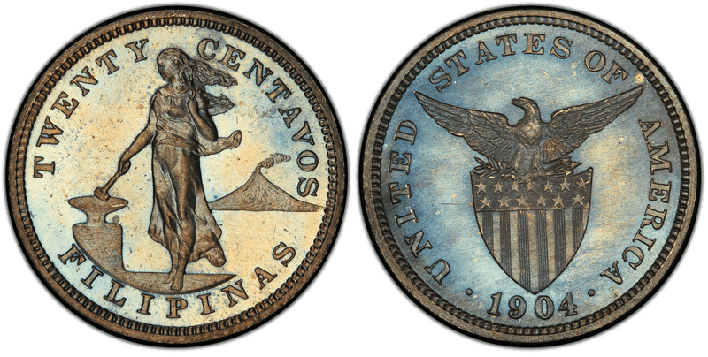 1904 Proof Philippine Twenty Centavos