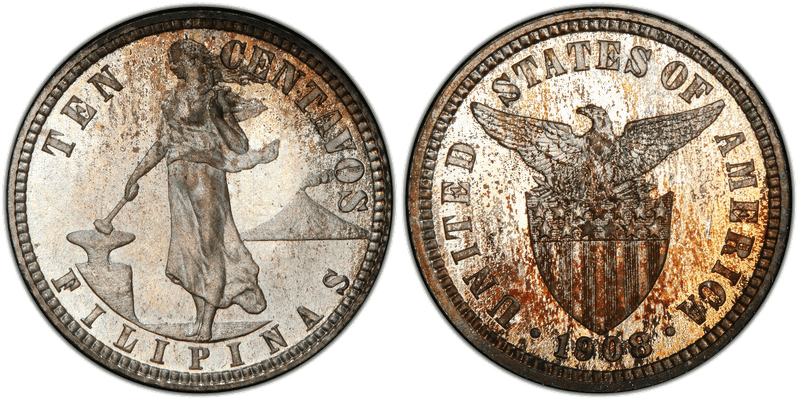 1908 Proof Philippine Ten Centavos