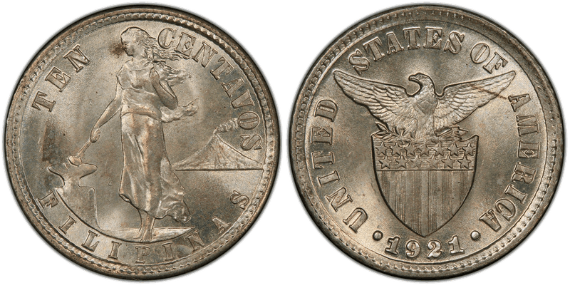1921 Philippine Ten Centavos
