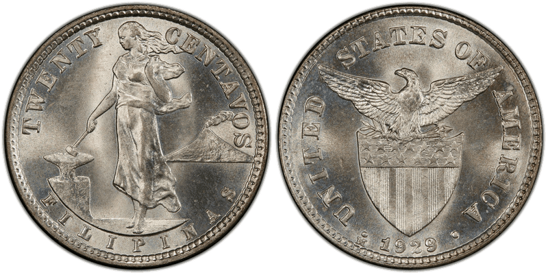 1929 Philippine Twenty Centavos