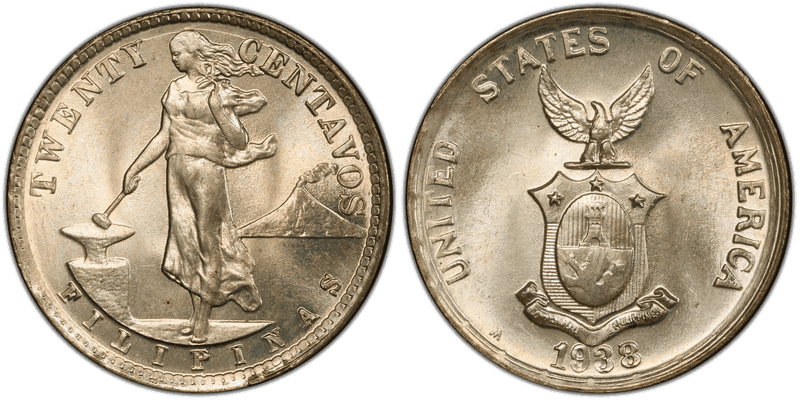 1938 Philippine Twenty Centavos