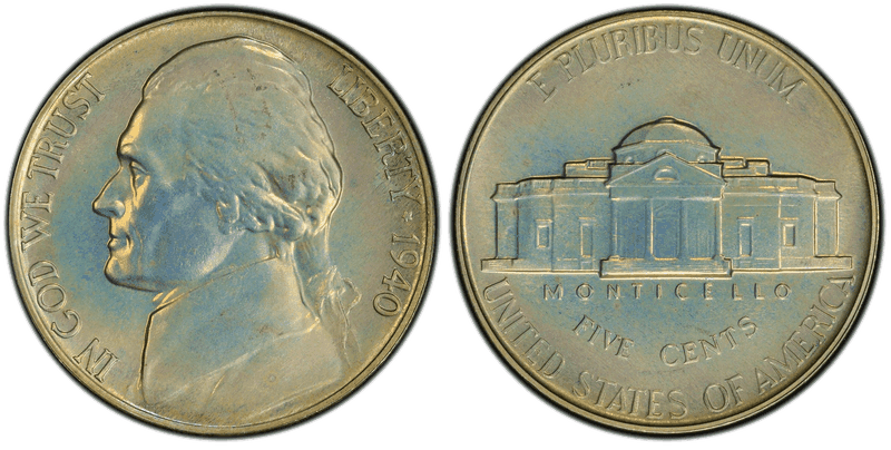 1940 Proof Jefferson Nickel - Reverse of 1938
