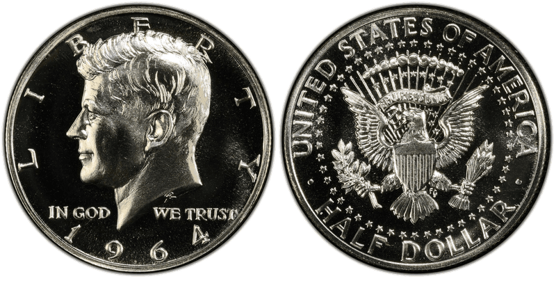 1964 Proof Kennedy Half Dollar - Accented Hair