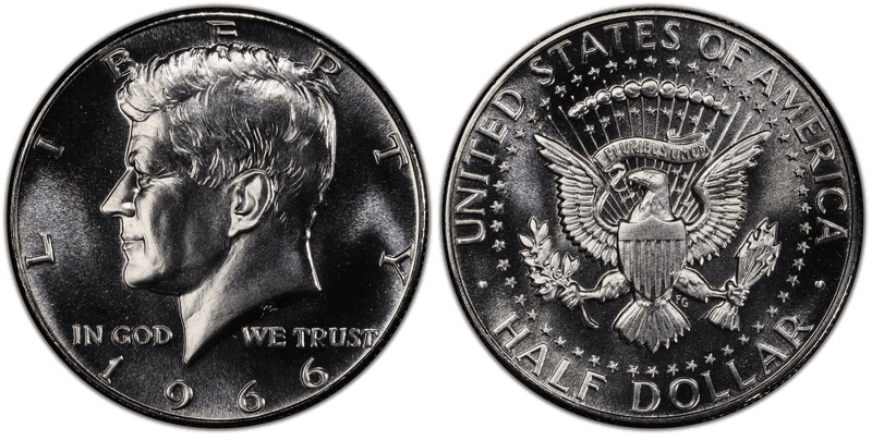 1966 SMS Kennedy Half Dollar - Doubled Die Obverse