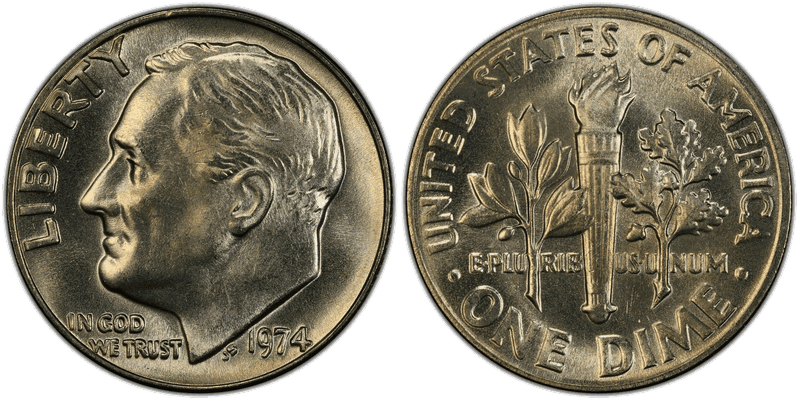 1974 Roosevelt Dime