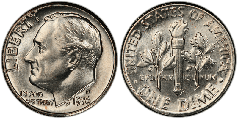 1976 Roosevelt Dime