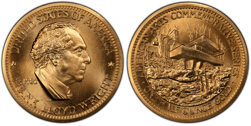 1982 American Arts Commemorative Medallion - Frank Lloyd Wright