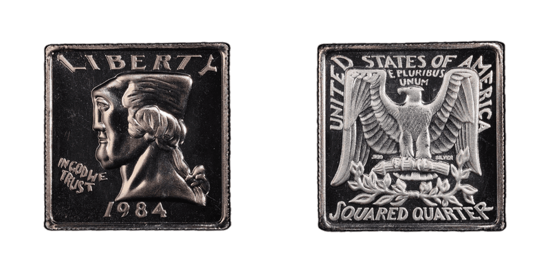 1984 Proof Washington Quarter - X-301b, Squared Quarter