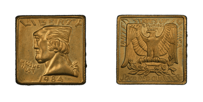 1984 Proof Washington Quarter - X-301e, Squared Quarter