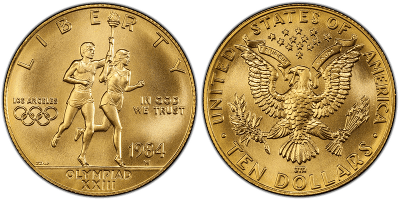 1984 (W) Los Angeles Olympiad Commemorative Ten Dollar Gold